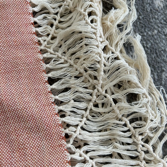Orange & light beige triangle pattern shawl/pashmina - Picture 2 of 3